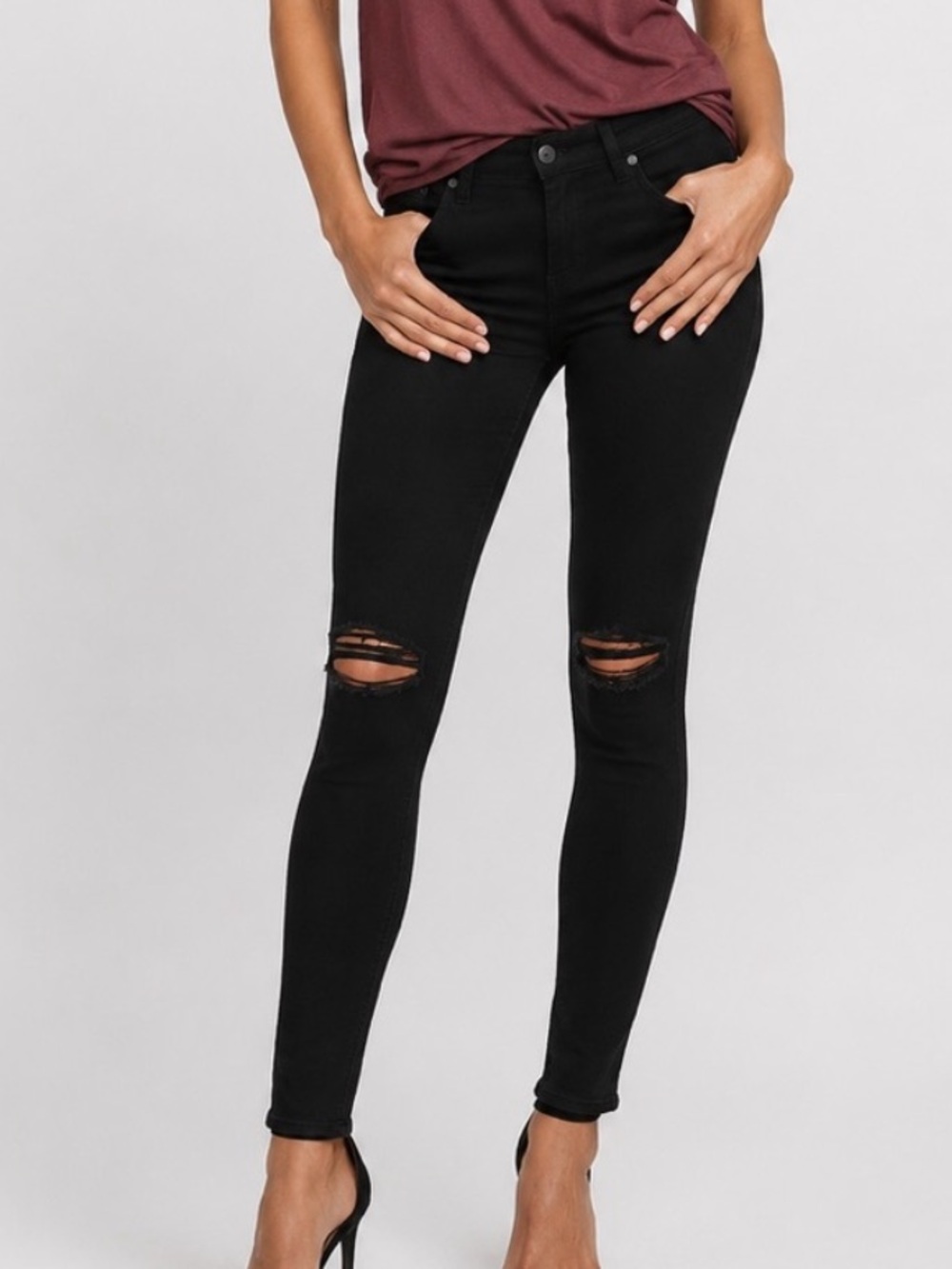 AG Adriano Goldschmied black distressed legging super skinny jeans size 27
